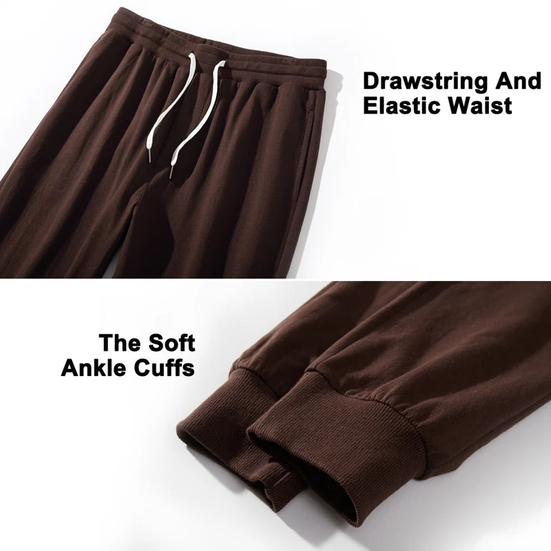 Vintage Sports Sweatpants Spring Autumn New Cotton Brown Joggers Fitness Casual Pencil Pants Loose Home Comfortable Sweatpants