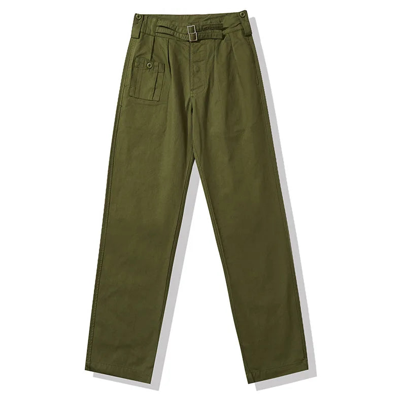 New Vintage British Army Gurkha Casual Pants Men's Khaki Loose Mid Long Pants Spring Autumn Retro Streetwear Trousers Overalls