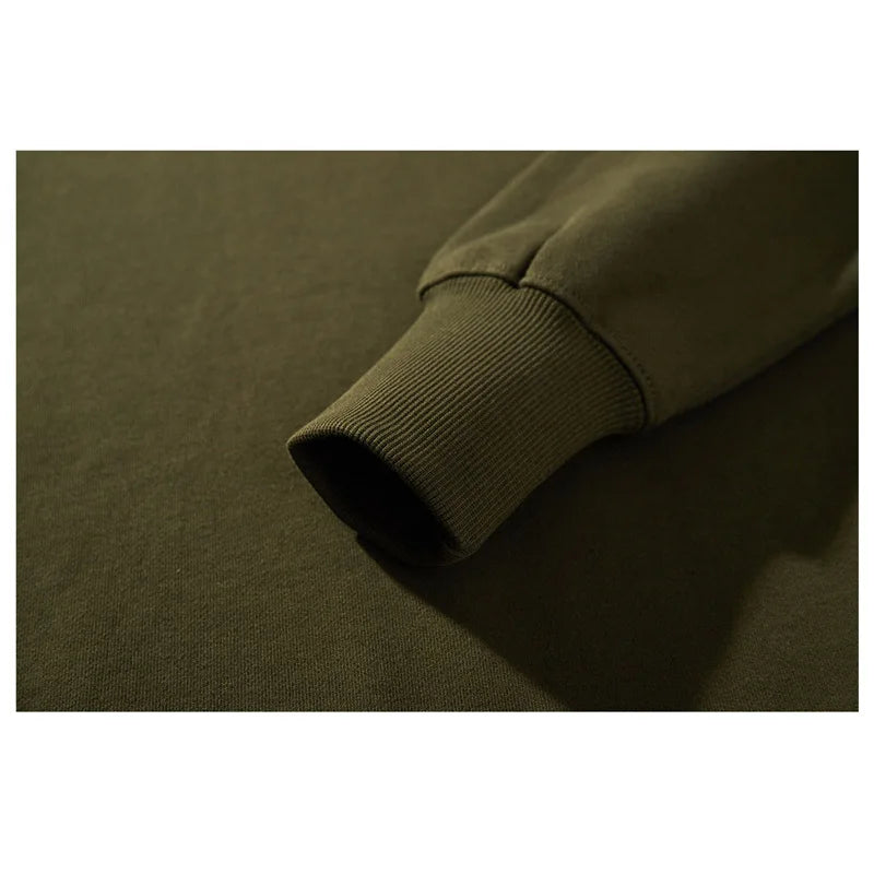 Winter Heavy Weight Cotton Hoodie Men Black White Round Neck Long Sleeve Sweatshirt Casual Fashion Streetwear Hoodies Oversize