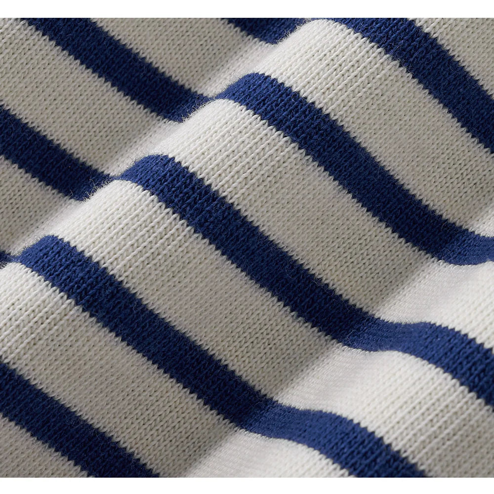 Winter New Blue White Striped Long Sleeve T Shirt Men Japanese Retro Heavy Weight Cotton Casual Tops Lovers Shirt Streetwear