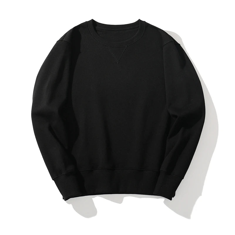 Winter Heavy Weight Cotton Hoodie Men Black White Round Neck Long Sleeve Sweatshirt Casual Fashion Streetwear Hoodies Oversize
