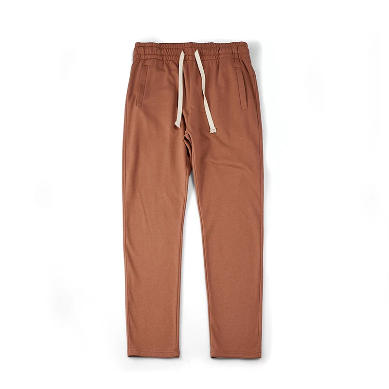 Autumn Winter New Cotton Sweatpants Men Brown Jogger Sport Straight Leg Long Casual Pants Streetwear Loose Oversized Trousers