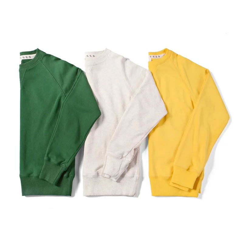 Japanese Retro Green Heavy Hoodie Men 2021 Spring Autumn Cotton Trendy Sweatshirts Men's Casual Oversized Long Sleeve Pullover