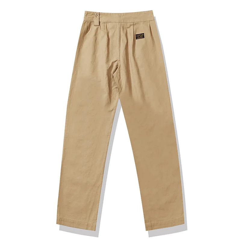 New Vintage British Army Gurkha Casual Pants Men's Khaki Loose Mid Long Pants Spring Autumn Retro Streetwear Trousers Overalls