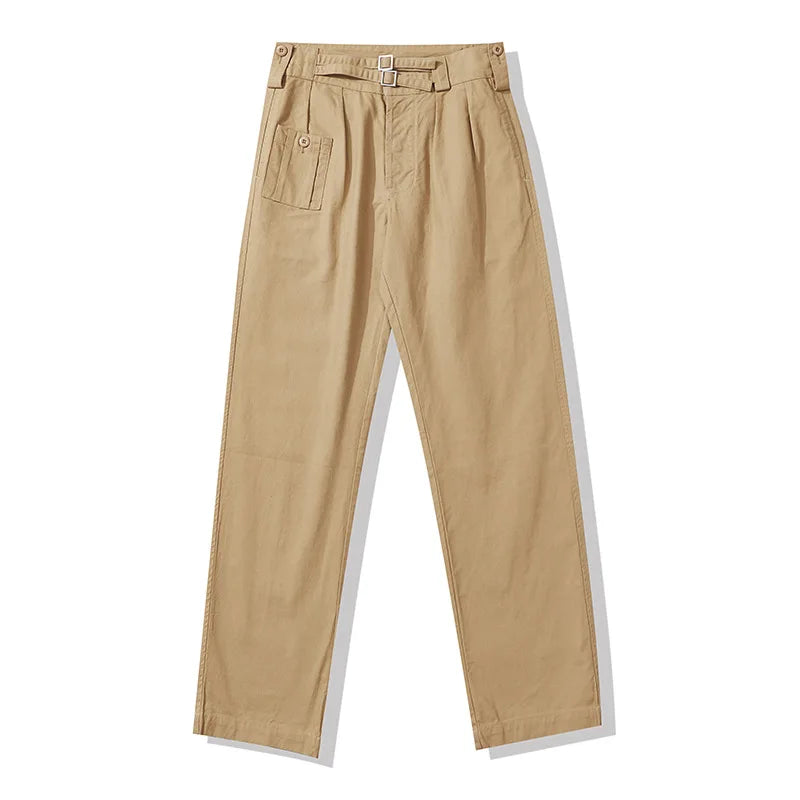 New Vintage British Army Gurkha Casual Pants Men's Khaki Loose Mid Long Pants Spring Autumn Retro Streetwear Trousers Overalls