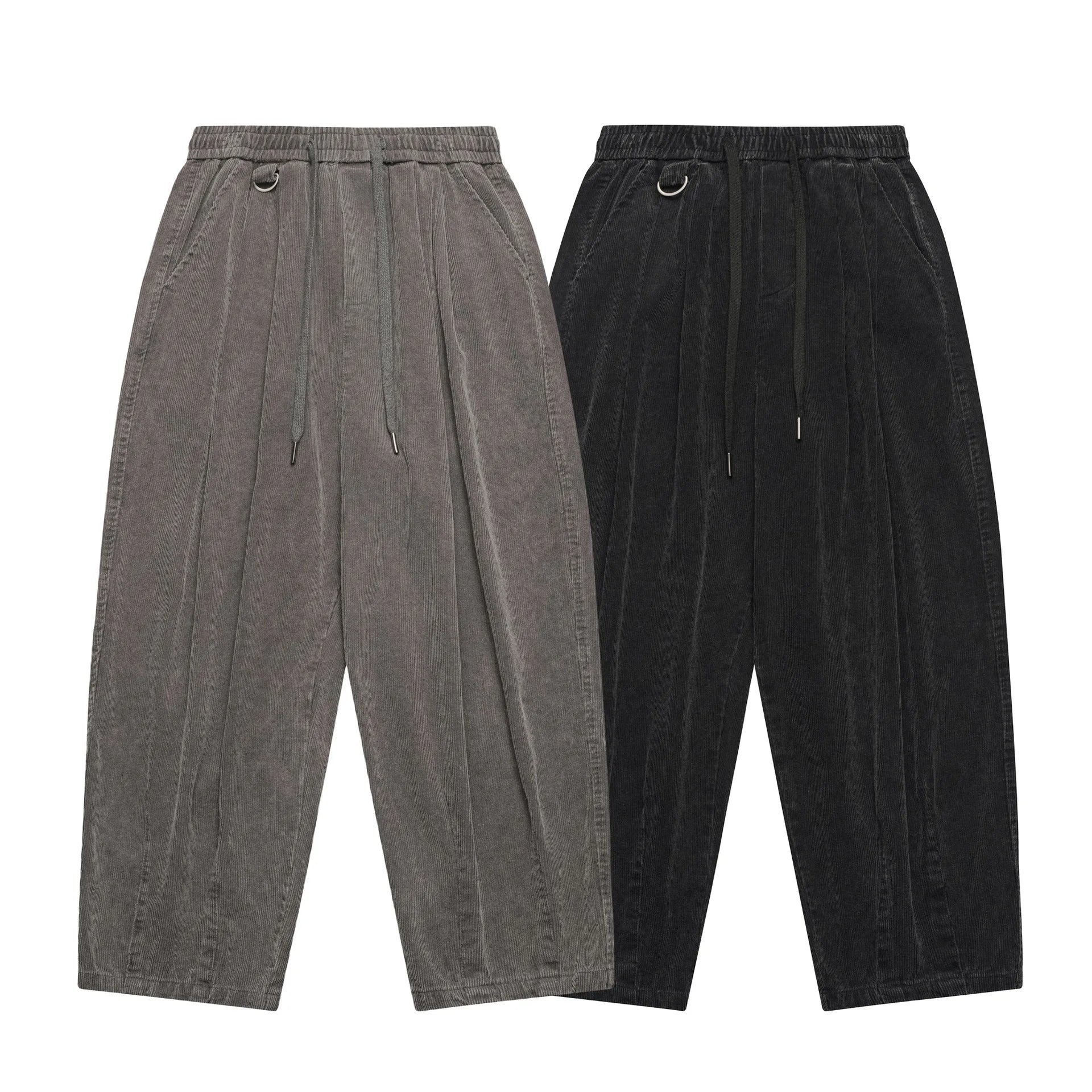 Japanese Retro Washed Worn-out Corduroy Work Pants Suitable for Both Men and Women in Autumn Mid Rise, Loose Casual Pants