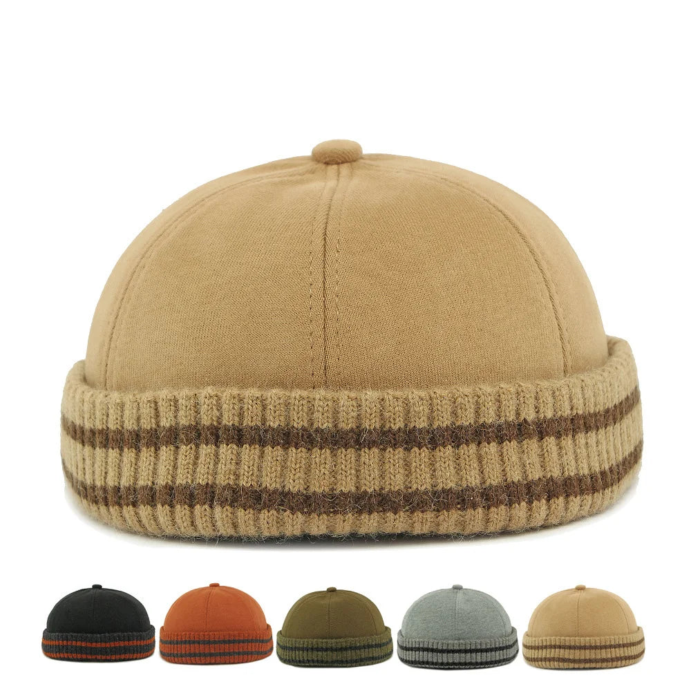 New Arrival Unisex Autumn Hat - Minimalist Plain Knit Beanie Mandarin Cap Streetwear Versatile Headwear