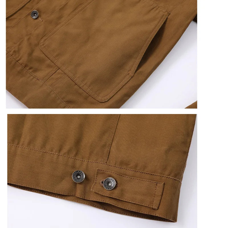 Waxed Canvas Cruiser Jacket Water Suede Rugged Resistant Rugged Style Men's Cruiser Tin Cloth Western Cowboy Work Outerwear