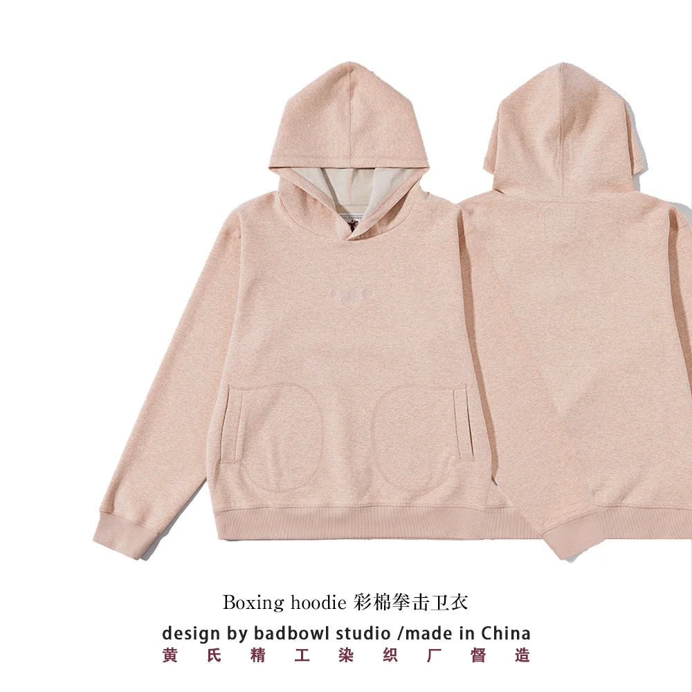 2026 New Early Spring Original Design American Retro Boxing Hoodie Heavy Duty Color Cotton Sweatshirts Men's Versatile Sweater