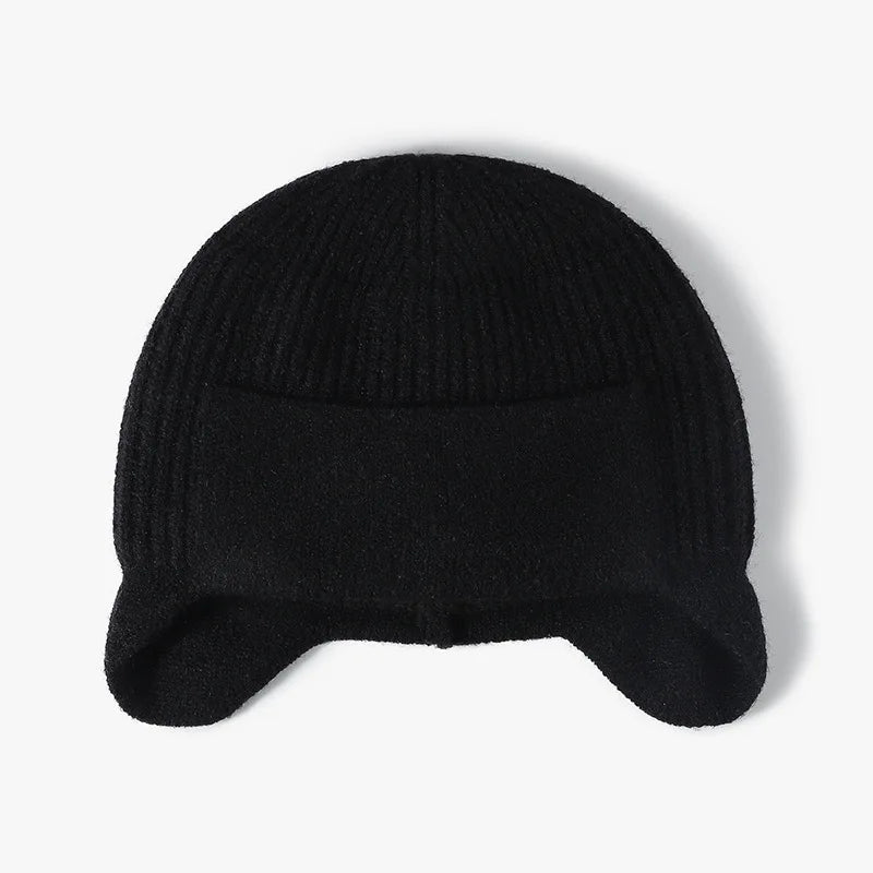 Unisex Solid Color Thermal Knit Beanie - Windproof Warm Ear Protection Outdoor Cycling Hat