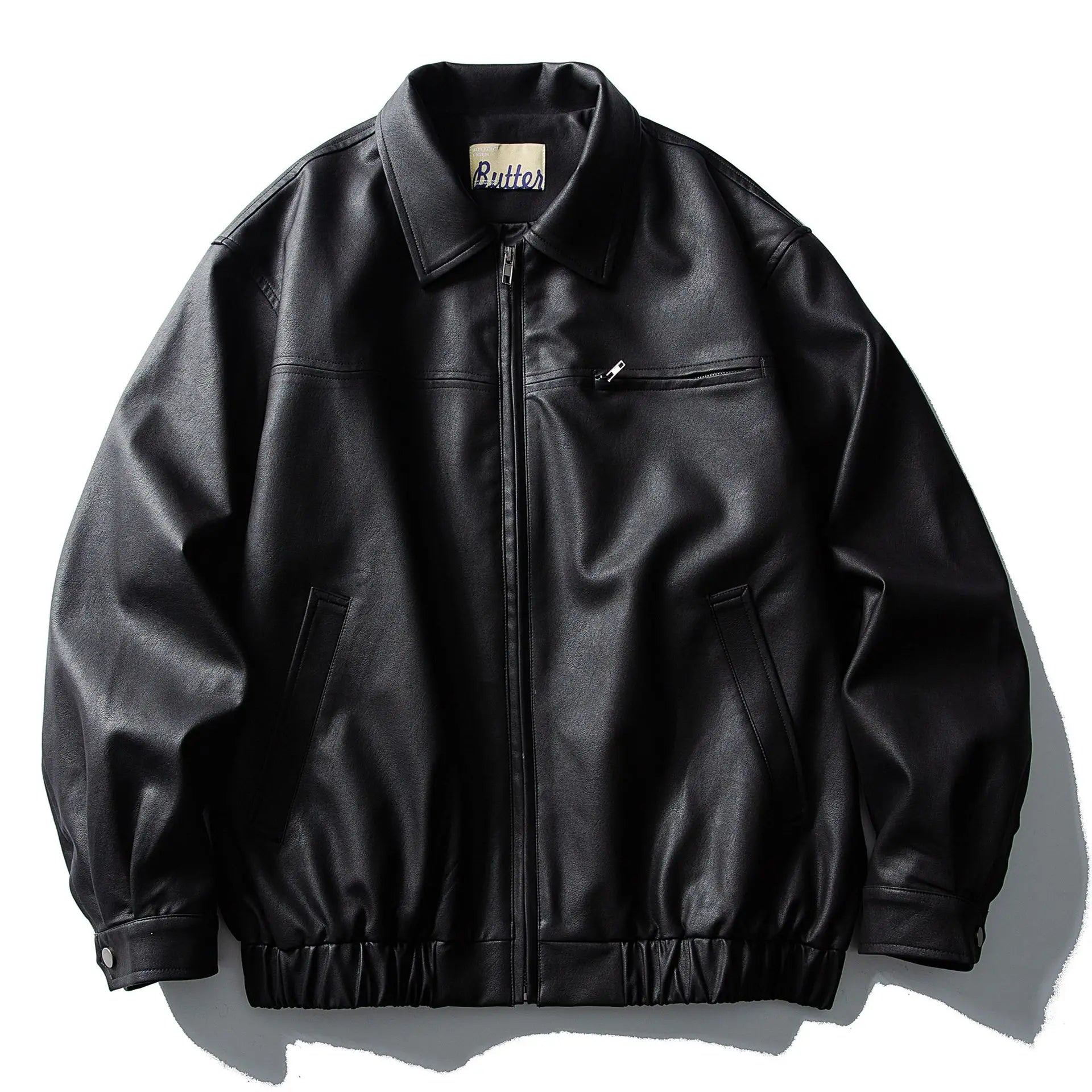 Spring Japanese Retro Multi-Pocket PU Leather Windproof Motorcycle Jacket Unisex Loose Casual Workwear Coat