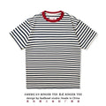 Summer new pure cotton T-shirt men's American retro contrasting shirt versatile couple short sleeved T-shirt striped base shirt