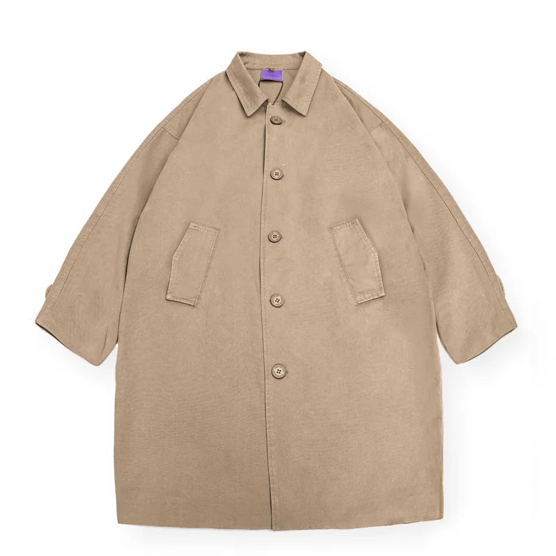 Akkad Kuti 2026 Winter New Hot Sale of The Season Men's Retro Solid Color Cotton Jacket Mid-Length Cityboy Workwear Style