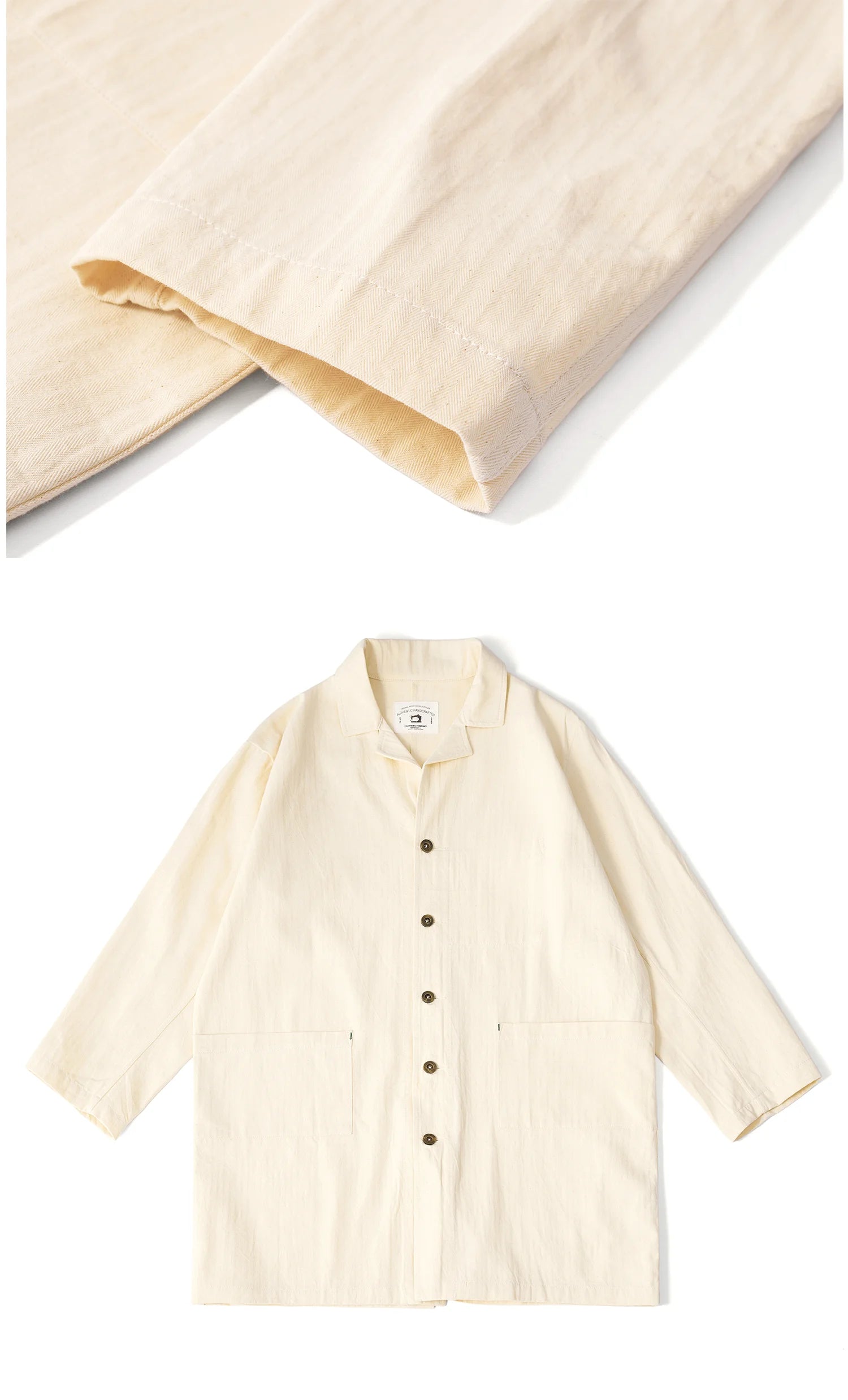 Plain Color Long Men'S Windbreaker Jacket Natural Raw Cotton Color Washed Cotton Thread Retro Lapel Thin Solid Color Jacket