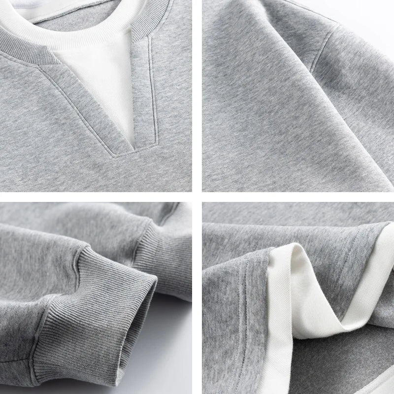 2026 New Loose Men's Long Sleeve V-Neck Embroidered Hoodie Fashionable Casual T-Shirt Youth Trendy Streetwear Autumn New Style