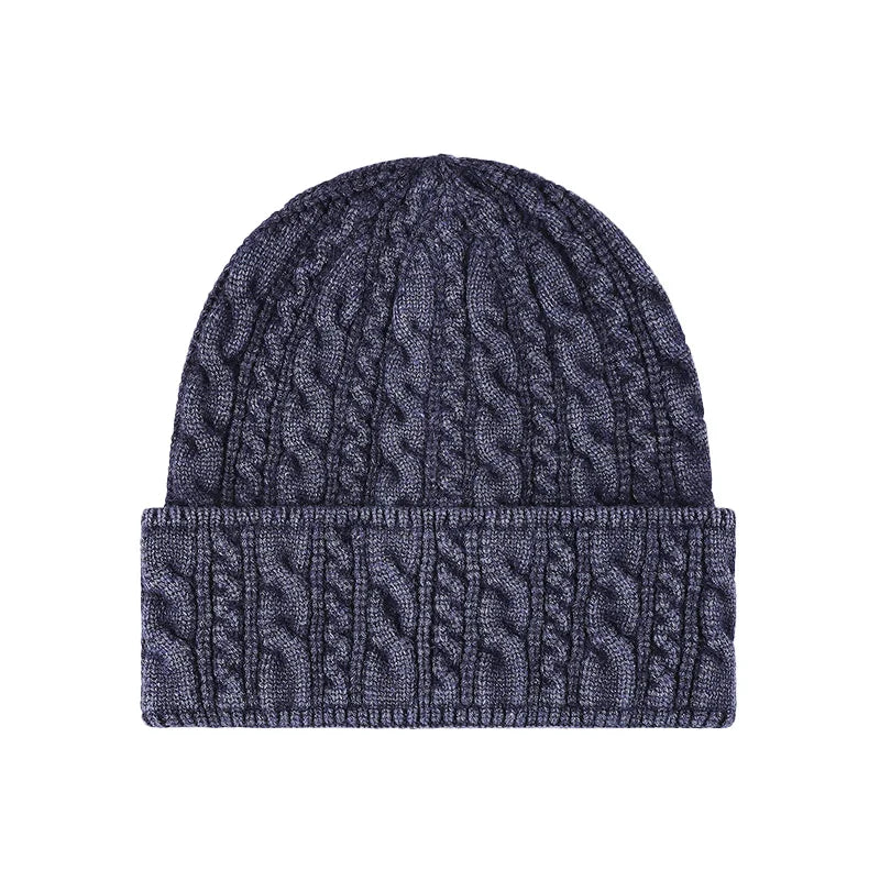 Premium Core-Spun Yarn Cable Knit Beanie  Unisex Oversized Earflap Warm Winter Hat for Big Heads
