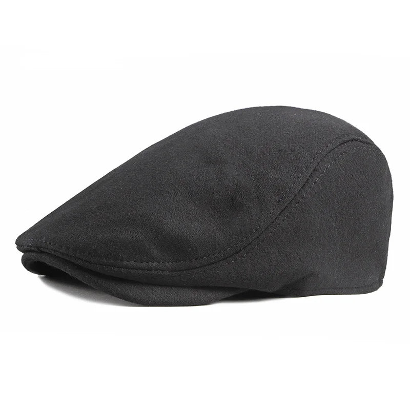 Men's Minimalist Plain Beret Women's British Retro Forward Cap Spring Autumn Solid Color Knit Peaked Cap Unisex Hat