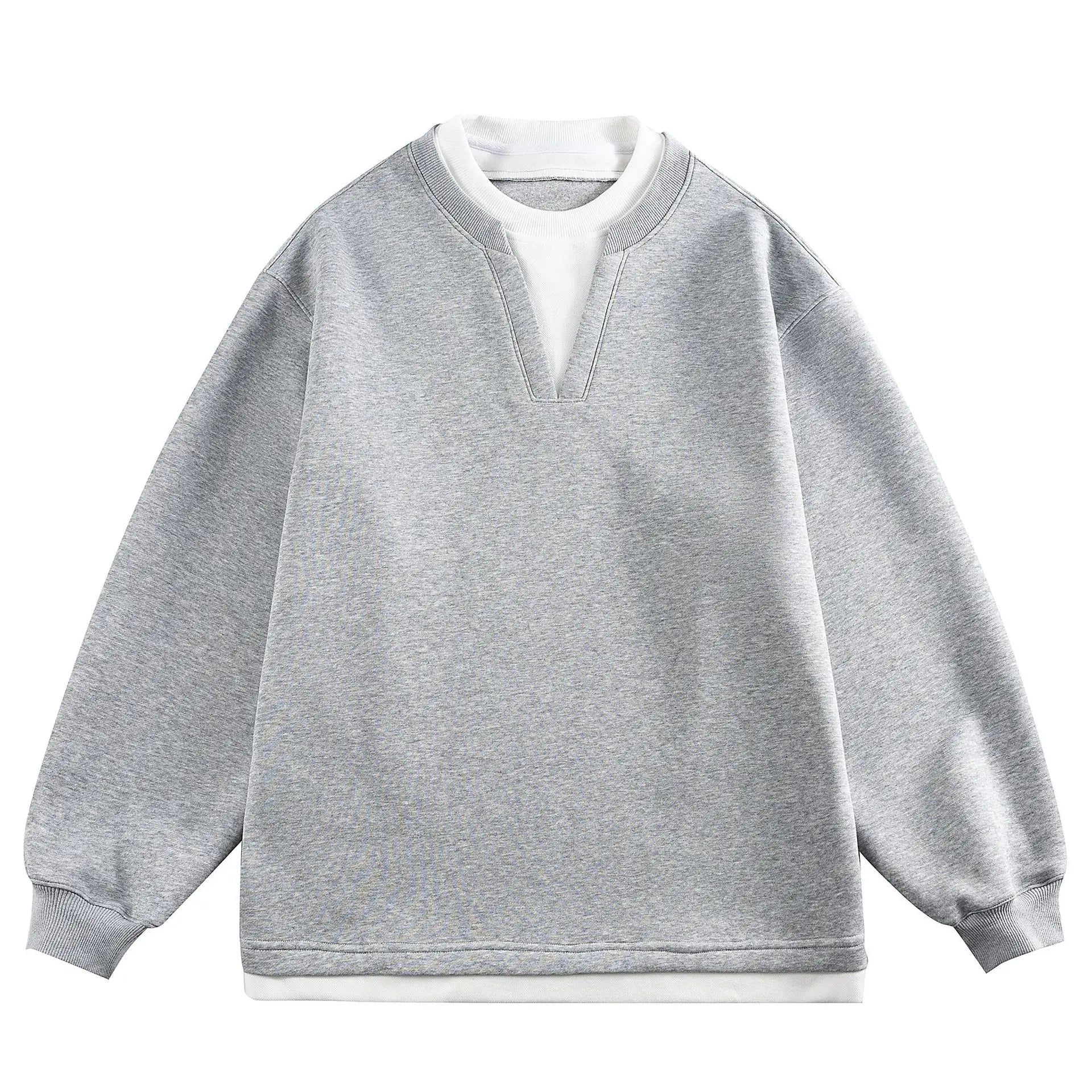 2026 New Loose Men's Long Sleeve V-Neck Embroidered Hoodie Fashionable Casual T-Shirt Youth Trendy Streetwear Autumn New Style