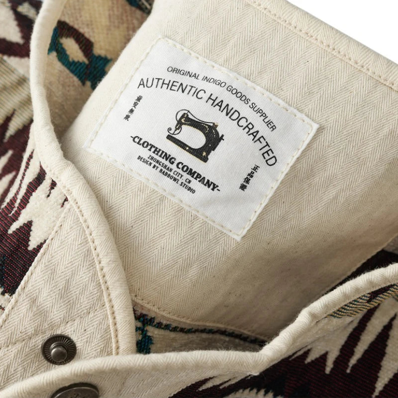 Autumn and Winter New Men's Jacket American Retro Indian Pattern Flight Jacket Coat Thickened Water Washed