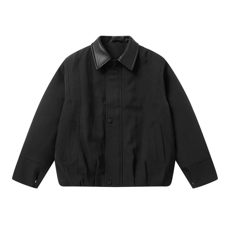 Akkad Kuti 2026 New Winter Casual Vintage Cotton Workwear Loose Fit Patchwork Collar Youthful Warm Thi Long Zipper Closure