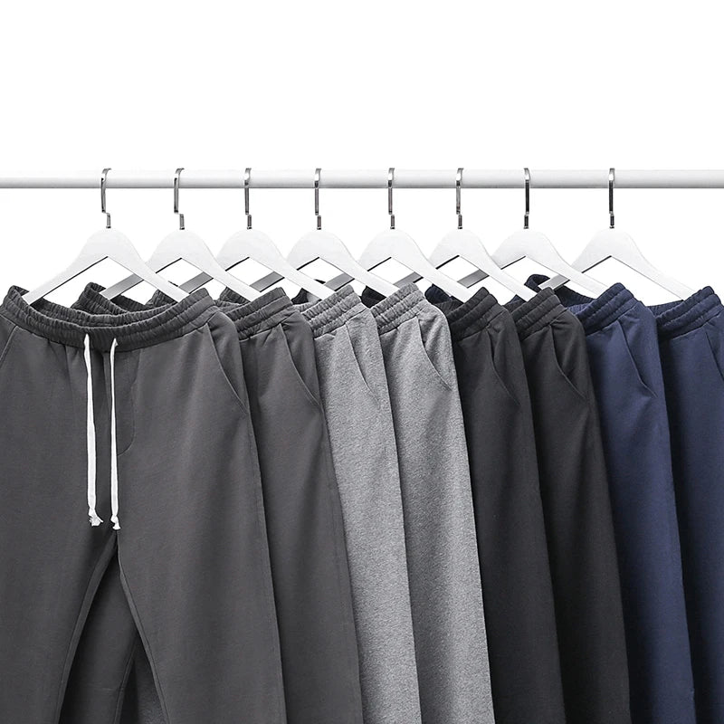 Men's Cotton Straight Pants Black Baggy Casual Sportwear Fitness Pants Women Autumn Basic Joggers Gym Sweatpants Wide Leg Pants