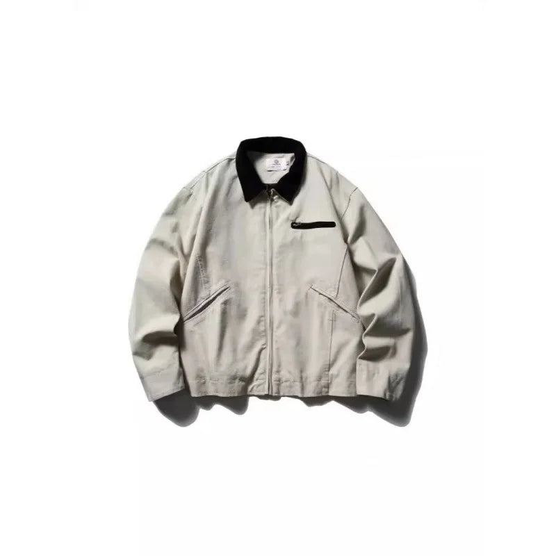 Akkad Kuti 2026 New Men's American Vintage Style Workwear Washed Outdated Khaki Jacket Autumn New Heavyweight Casual Outerwear