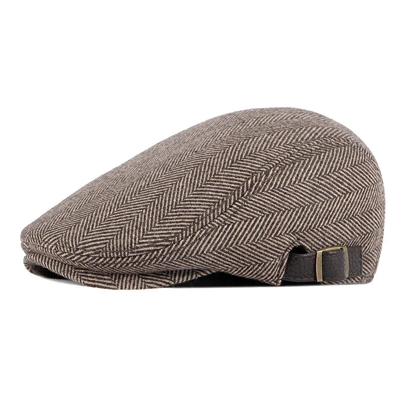 Winter Autumn Warm Wool Blend Hat Senior Men British Retro Peaked Cap Beret Forward Cap Unisex Vintage