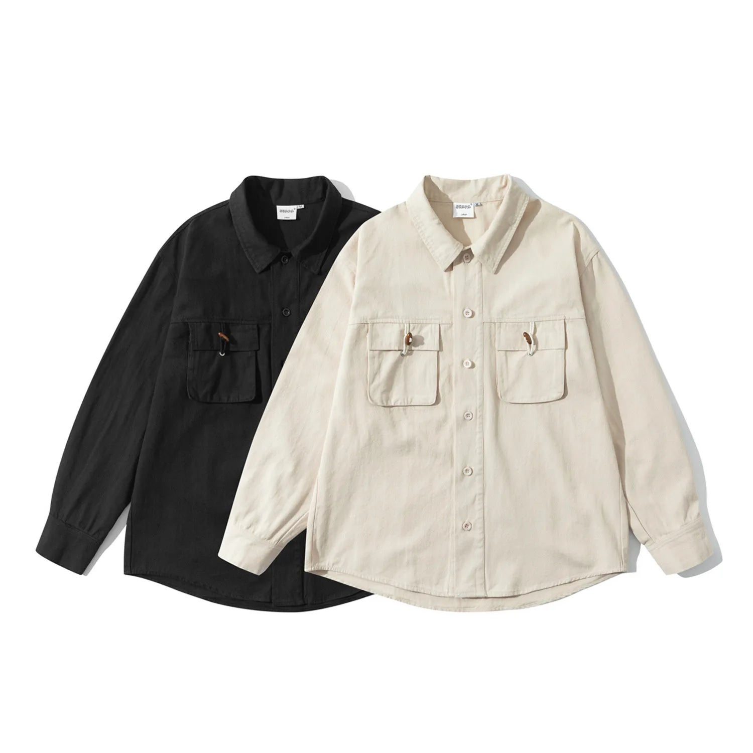 New Streetwear Amekaji Vintage Cotton Cargo Shirts Men Loose Casual Long Sleeve Student Fashion Oversize Shirts Man Clothing