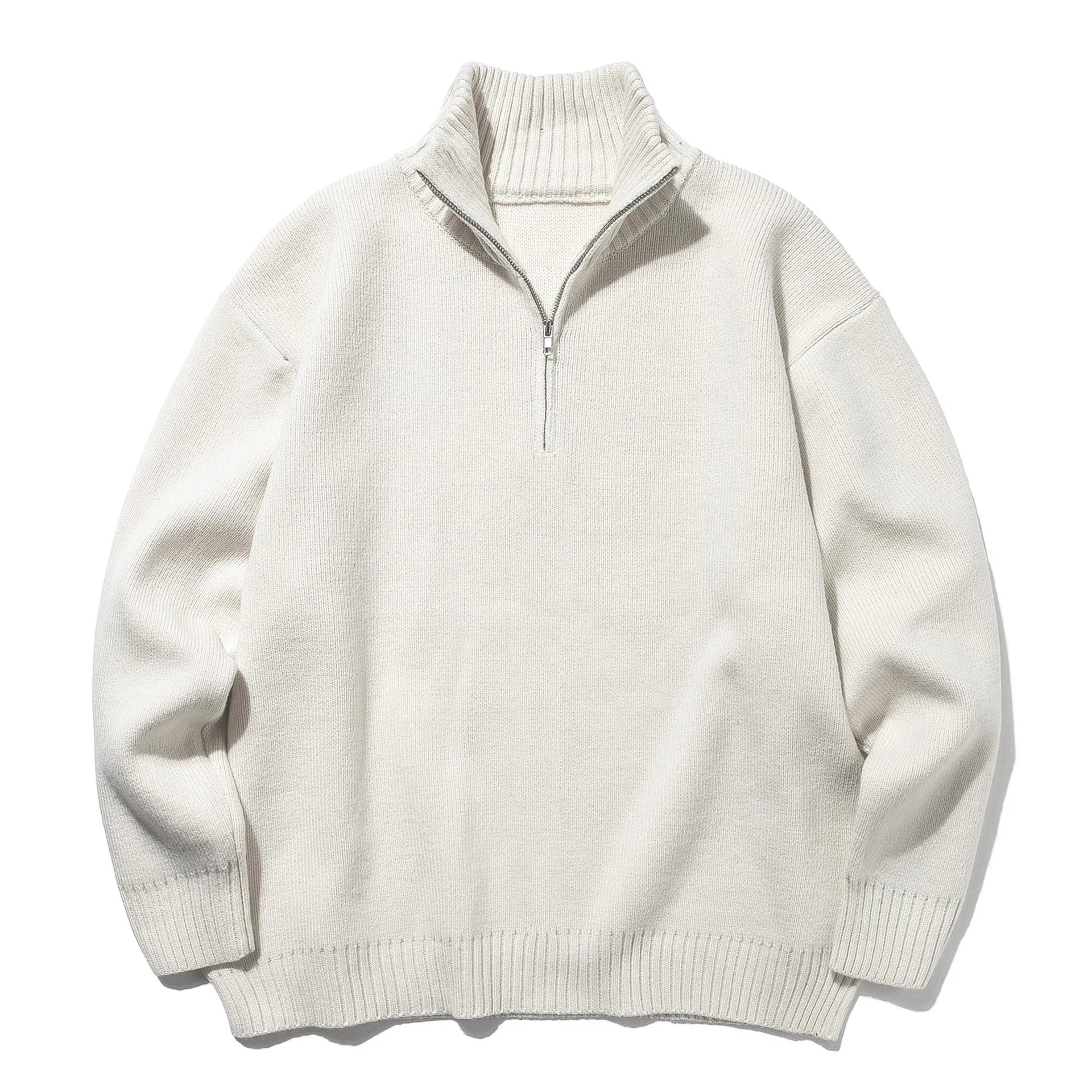 2026 New Solid Color Basic Semi Open Neck Knitted Sweater Loose Long Sleeved Autumn New Japanese Style Fresh Pullover