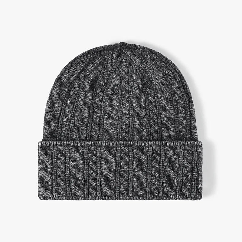 Premium Core-Spun Yarn Cable Knit Beanie  Unisex Oversized Earflap Warm Winter Hat for Big Heads