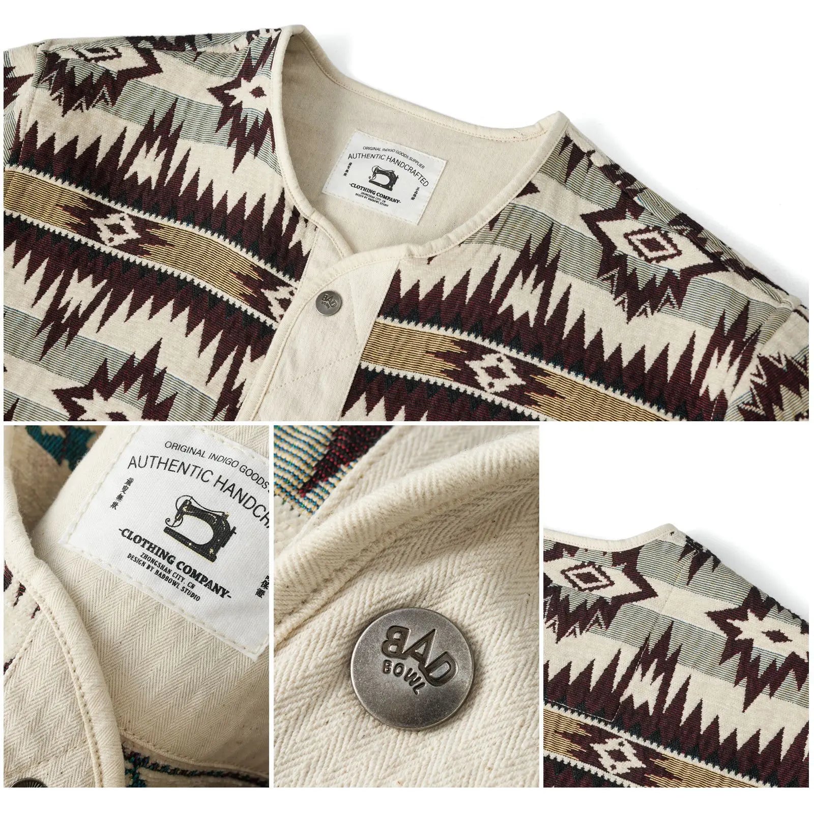 Autumn and Winter New Men's Jacket American Retro Indian Pattern Flight Jacket Coat Thickened Water Washed