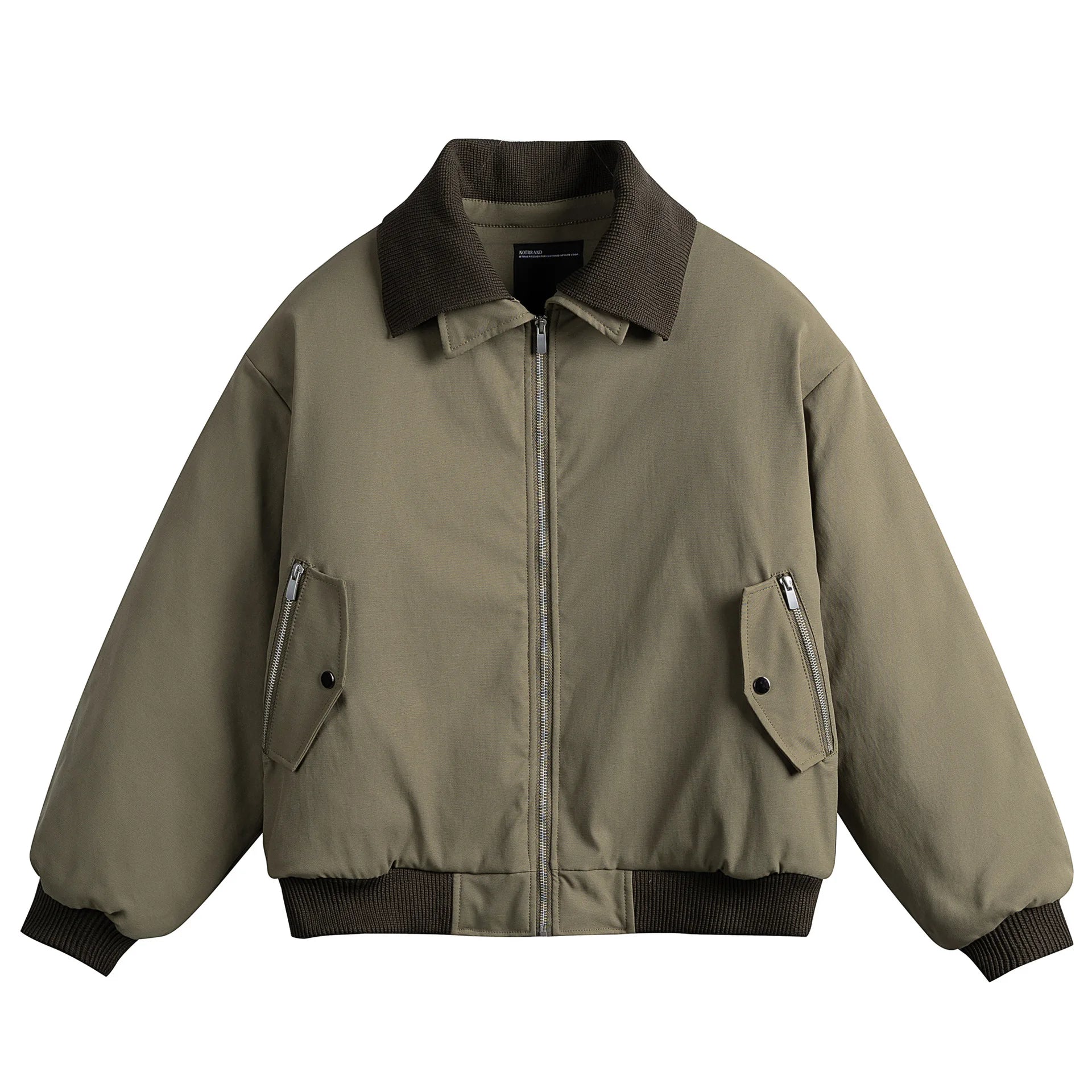 Warmth Double Collar Flight Cotton Workwear Polyester Fiber Filled Zipper Closure Unisex Adult Winter New Style Fashion Brand