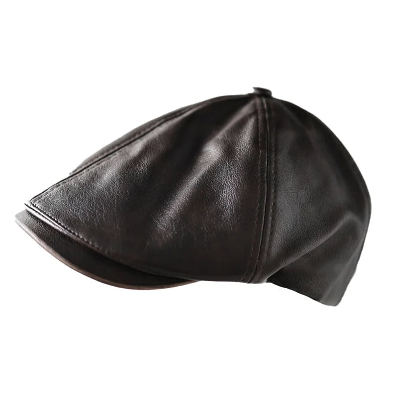 Akkad Kuti Premium Leather Ivy Cap - Unisex Classic Newsboy Hat for Fashionable Everyday Wear