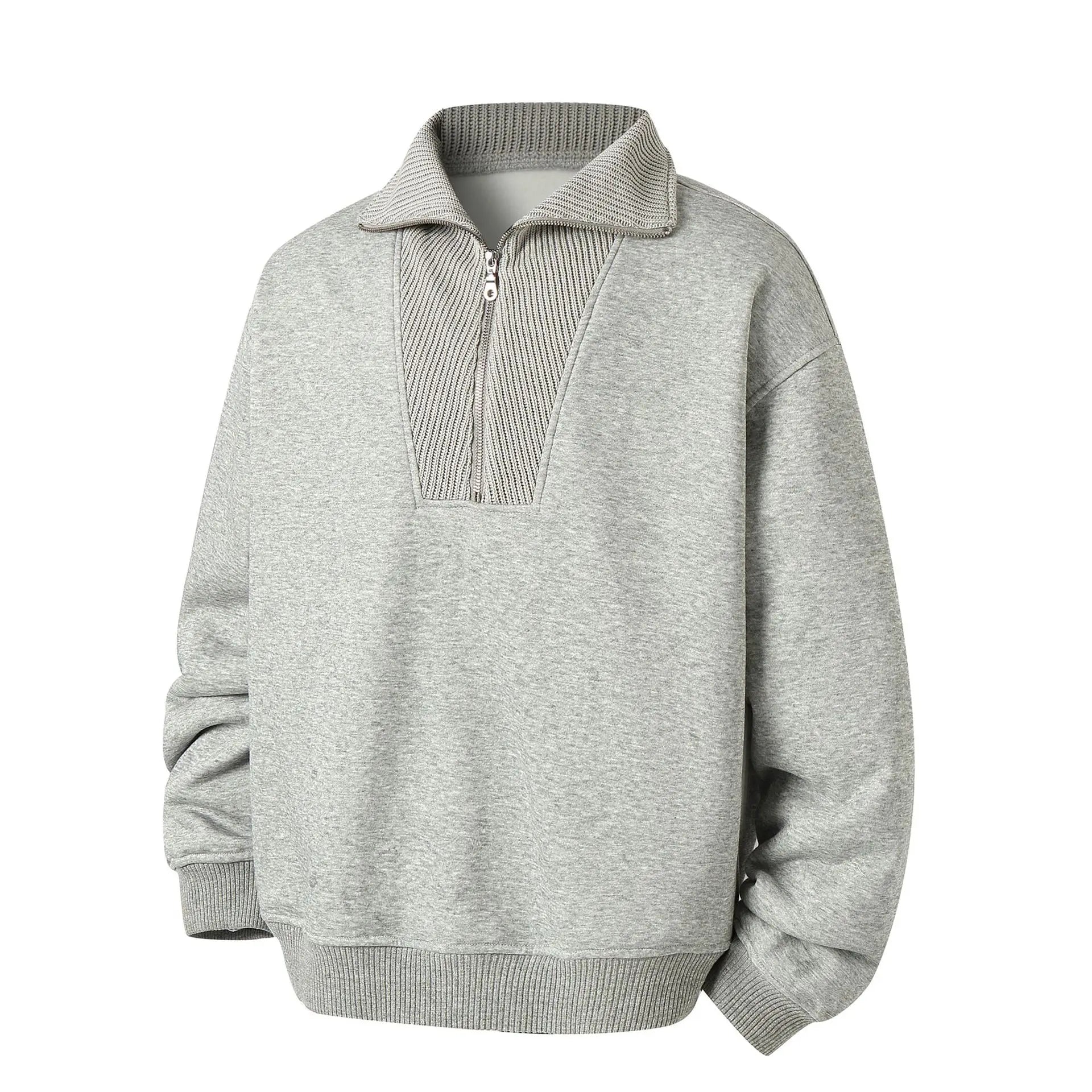 Retro American Fleece Lined Hoodie Zipper Collar Unisex Casual Versatile Couple's Sweatshirt Long Sleeve Polyester Cotton Blend