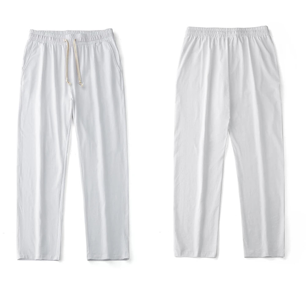 Men's 180G Combed Cotton Sport Pants Solid Color Straight Sweatpants Comfortable Casual Spring Autumn Homewear Men's pants