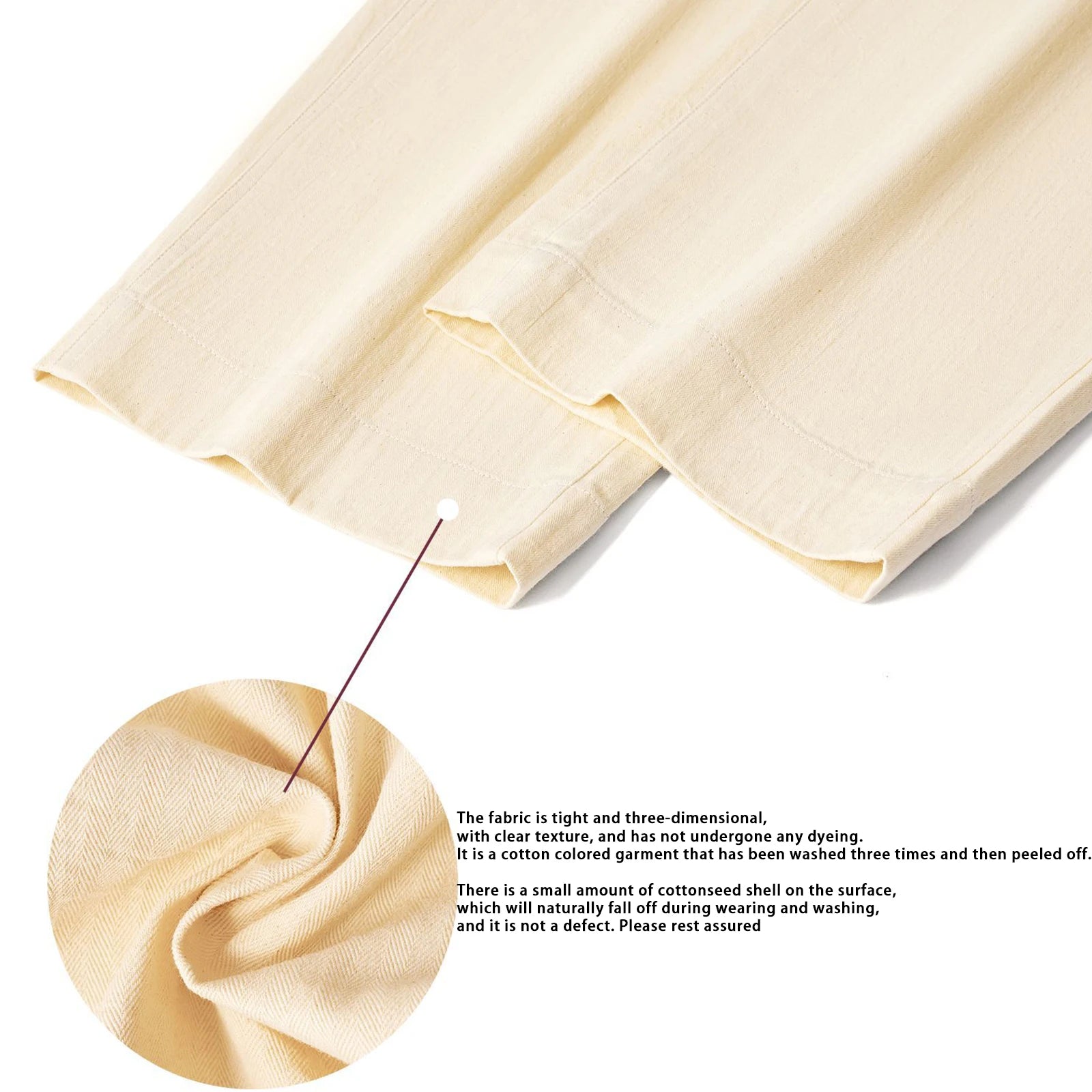 Retro herringbone patterned western-style men's wide leg pants, loose and versatile casual beige work pants, washed with water