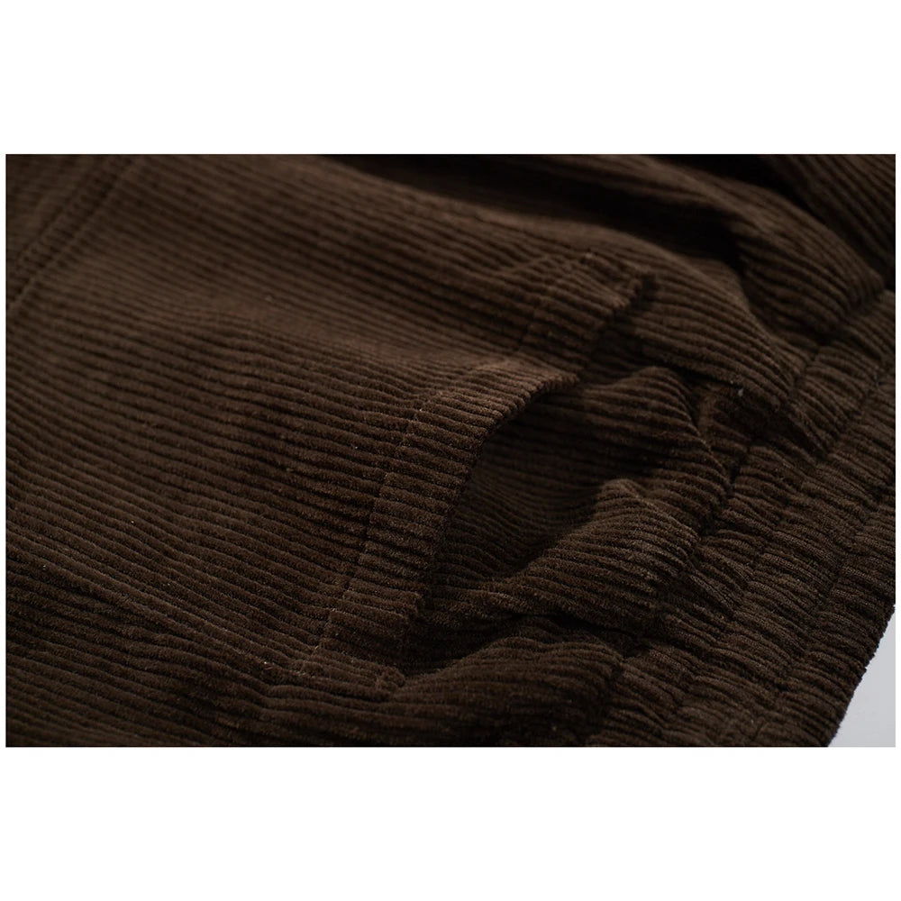Vintage Washed Corduroy Pants Men Spring Autumn Heavy Cotton Wide Leg Pants Male Loose Japanese Retro Outdoor Casual Trousers