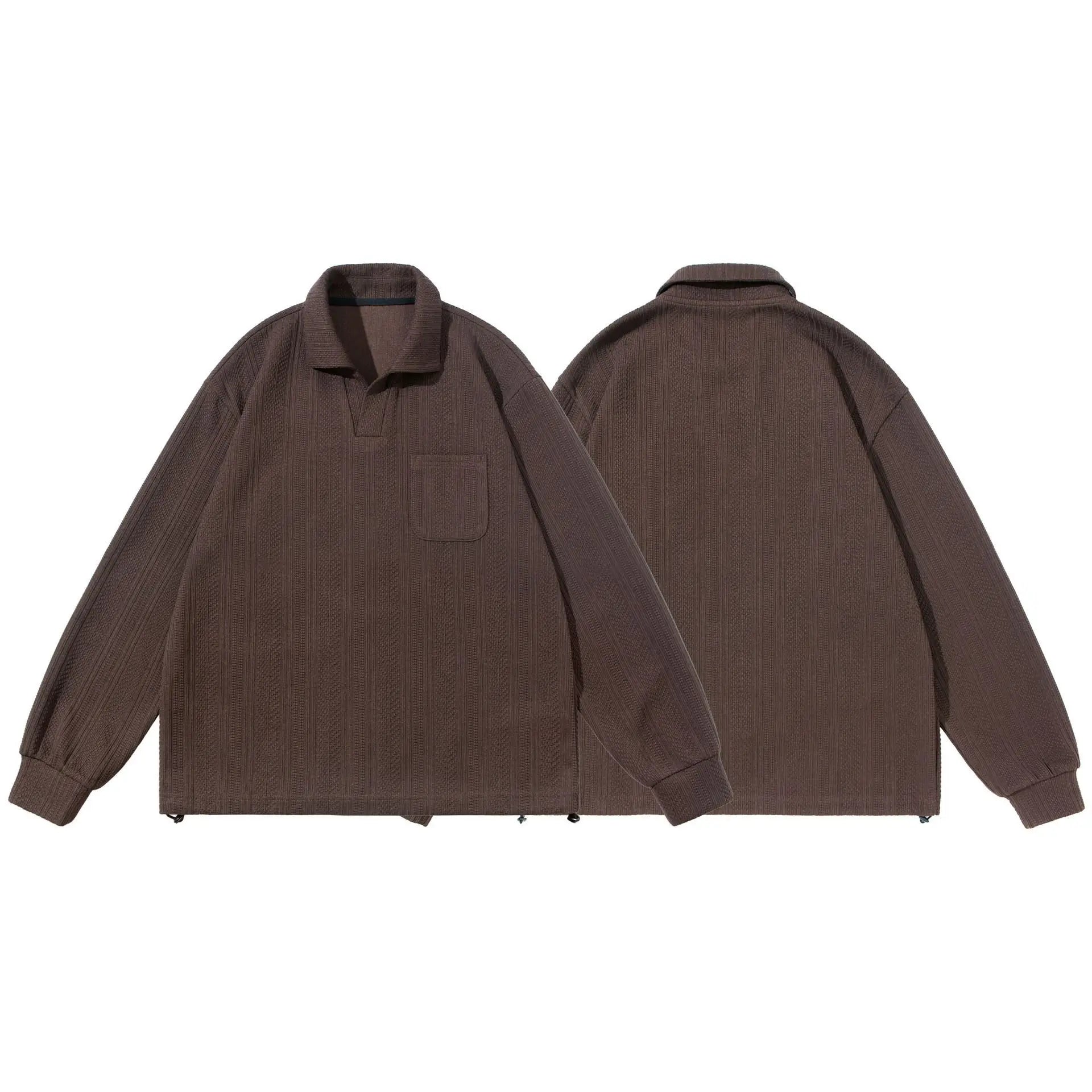 Long Sleeve T-Shirt Men's Casual Fashion Autumn New Style Japanese Retro Wheat Spike Stripe O-Neck T-Shirt Unisex Breathable