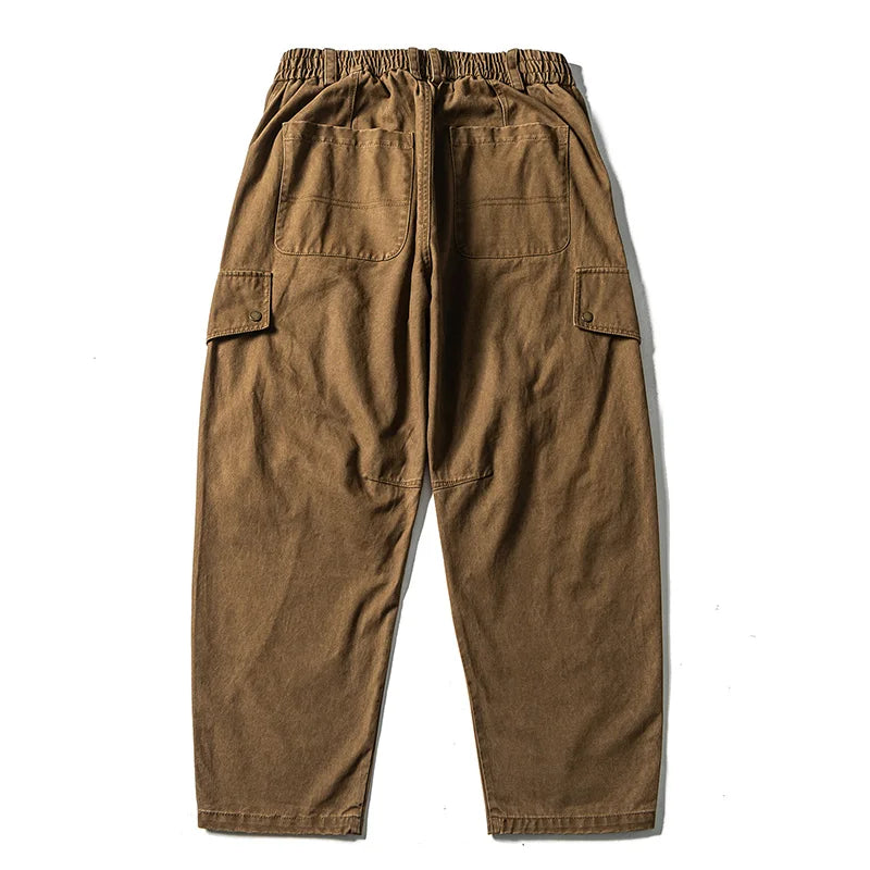 Vintage Heavyweight Waed Casual Pants Men's Loose Workwear Long Trousers Autumn Season Straight Leg Cotton Breathable