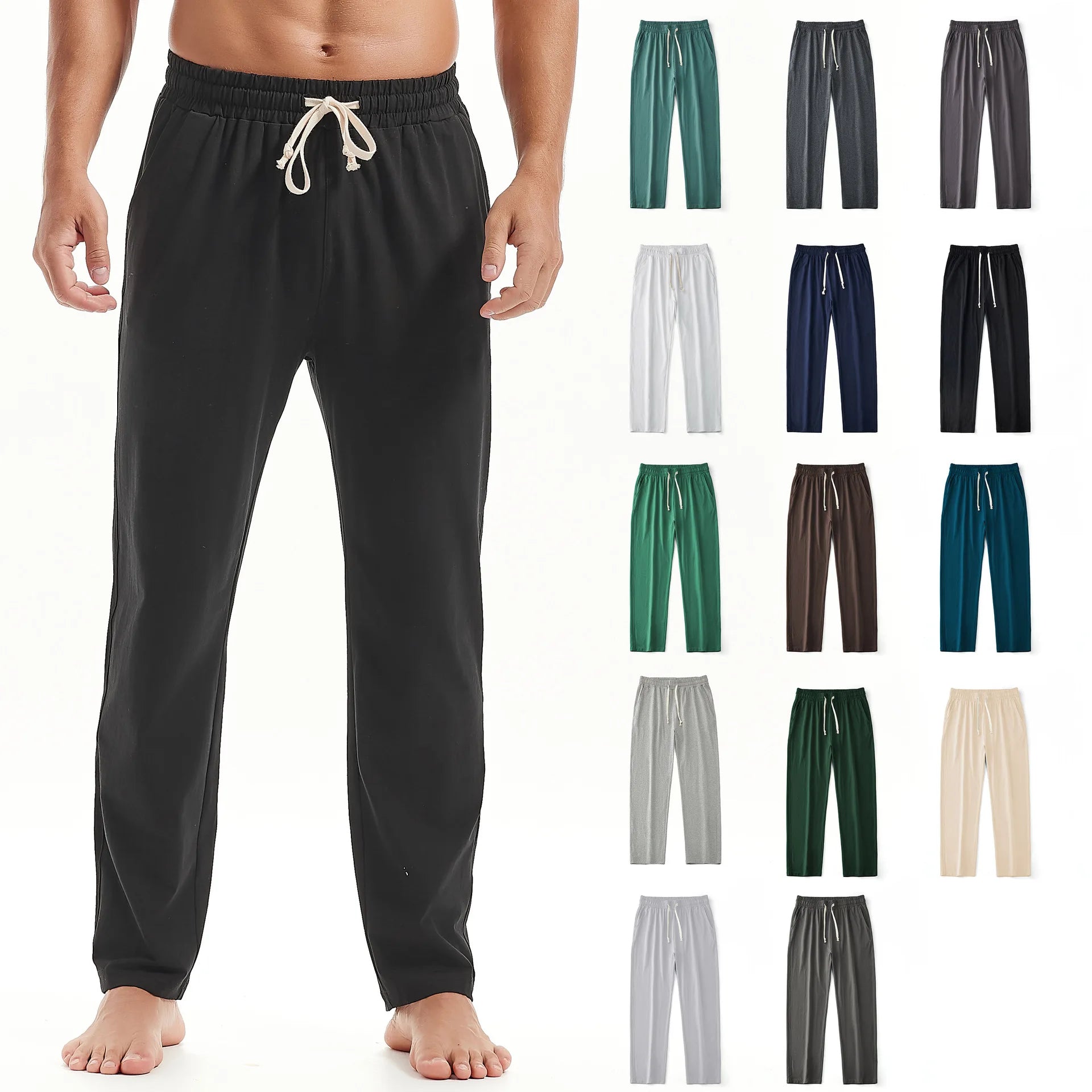 Men's 180G Combed Cotton Sport Pants Solid Color Straight Sweatpants Comfortable Casual Spring Autumn Homewear Men's pants