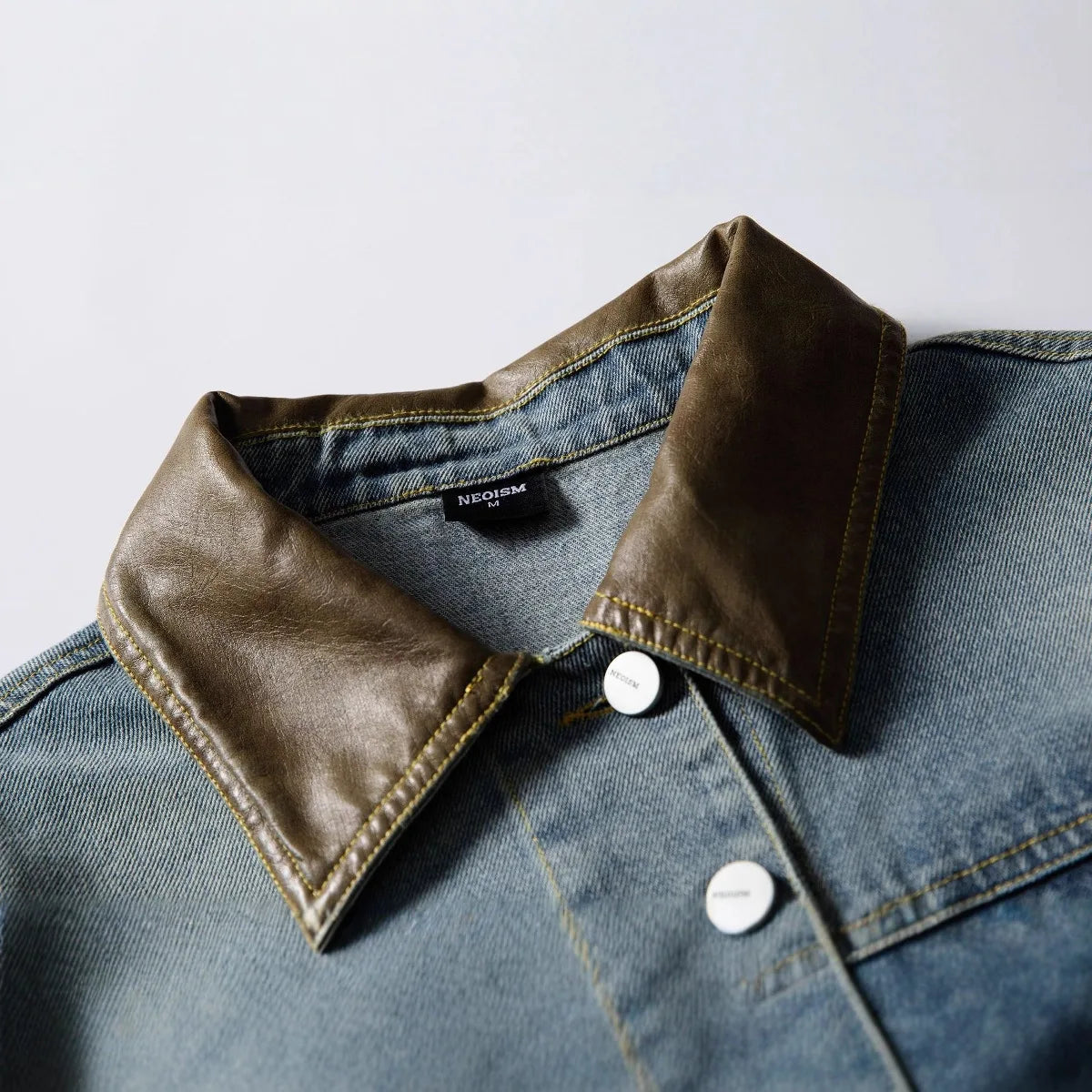 2026 New Retro Multi-Pocket Design Loose Collar Men's Denim Jacket Autumn New Style Fashion Brand Washed Out Thickened Polyester