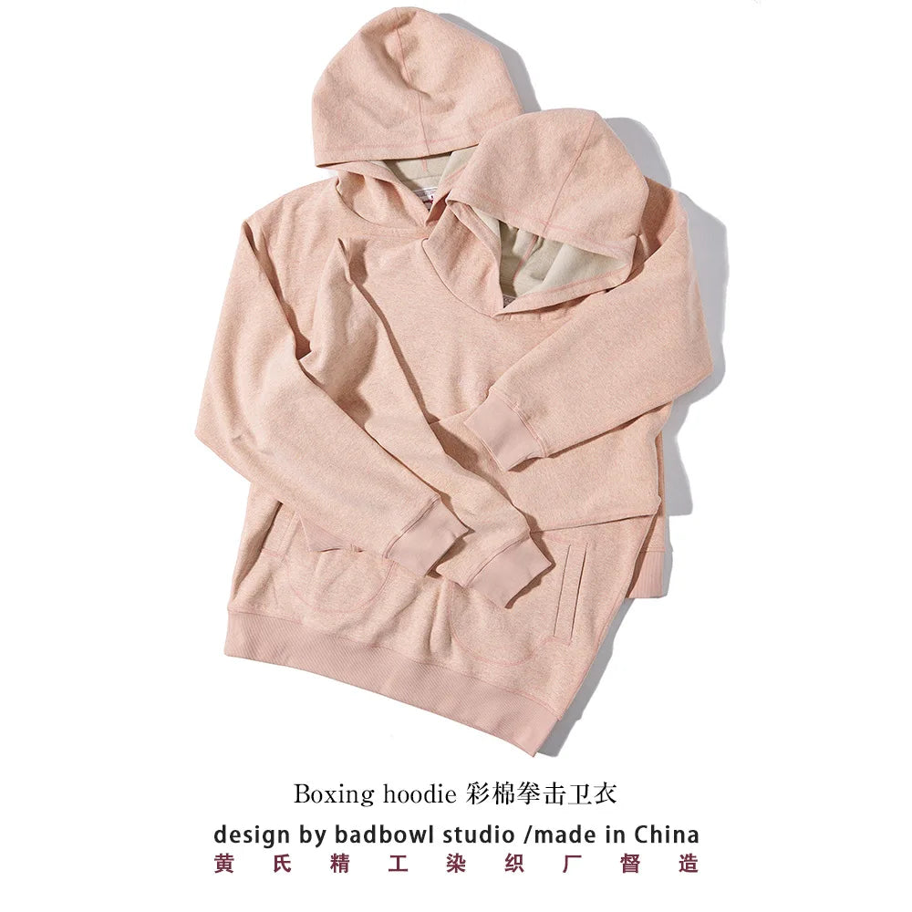 2026 New Early Spring Original Design American Retro Boxing Hoodie Heavy Duty Color Cotton Sweatshirts Men's Versatile Sweater