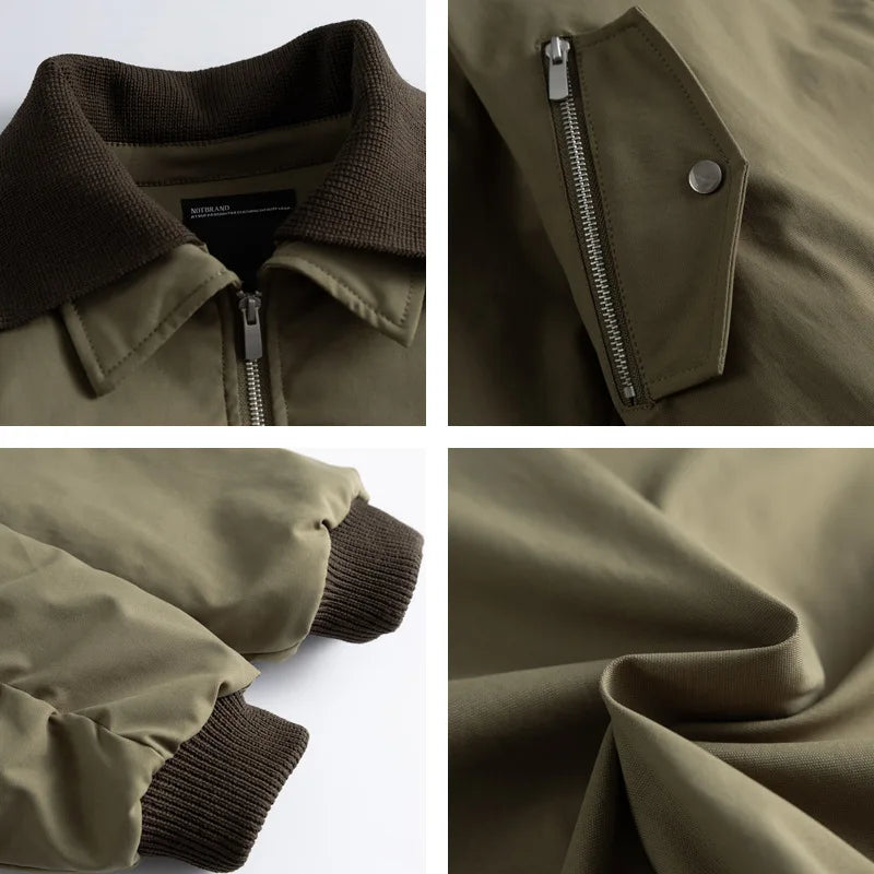 Warmth Double Collar Flight Cotton Workwear Polyester Fiber Filled Zipper Closure Unisex Adult Winter New Style Fashion Brand