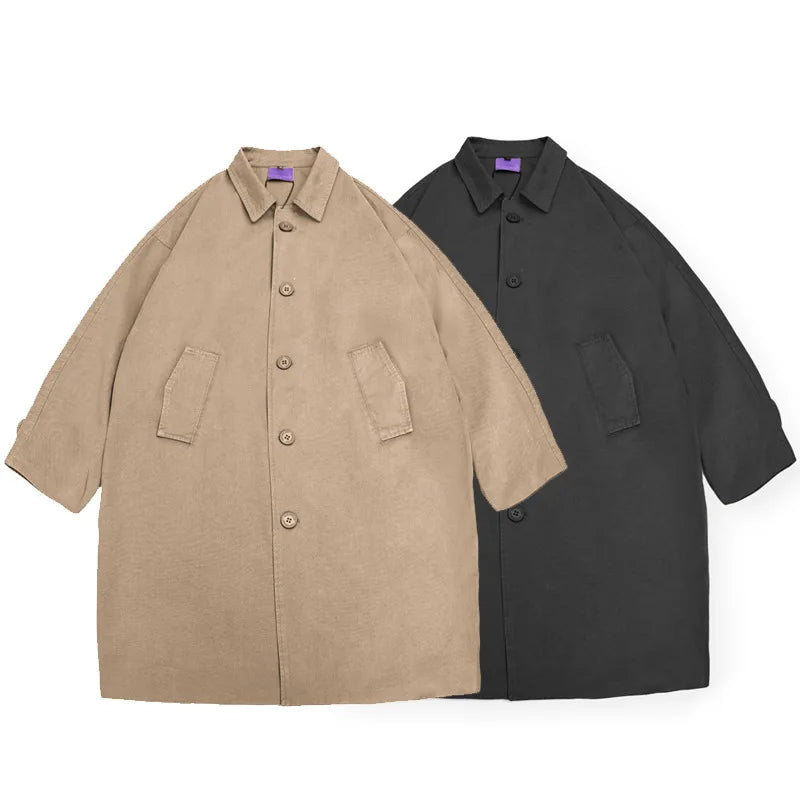 Akkad Kuti 2026 Winter New Hot Sale of The Season Men's Retro Solid Color Cotton Jacket Mid-Length Cityboy Workwear Style