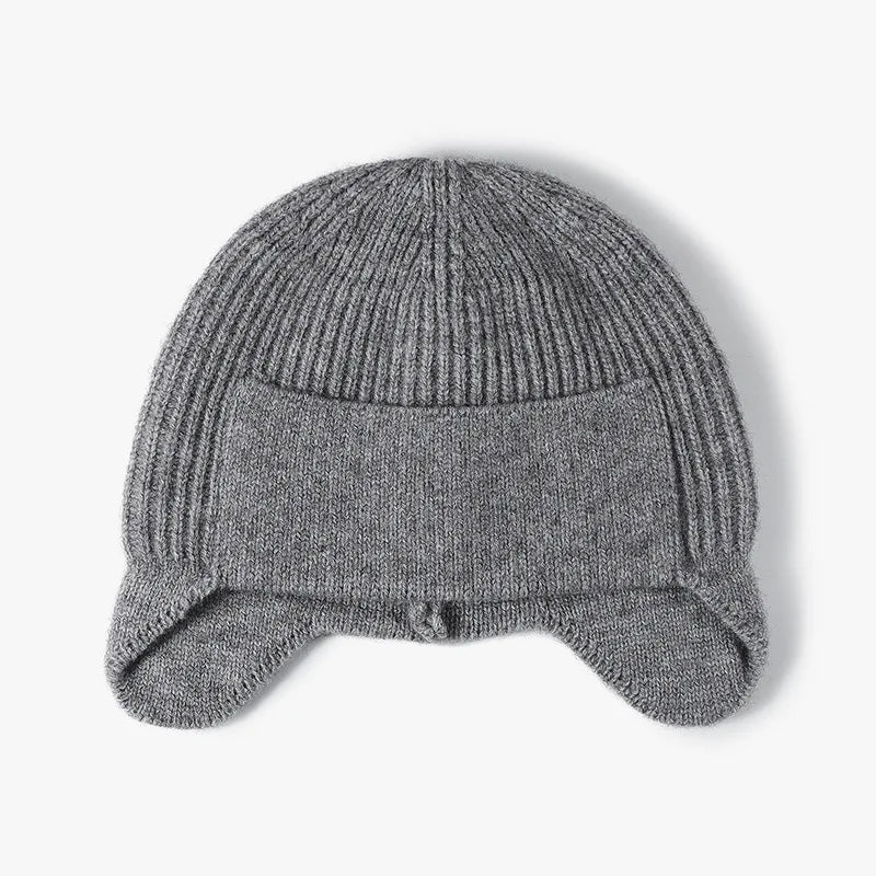 Unisex Solid Color Thermal Knit Beanie - Windproof Warm Ear Protection Outdoor Cycling Hat