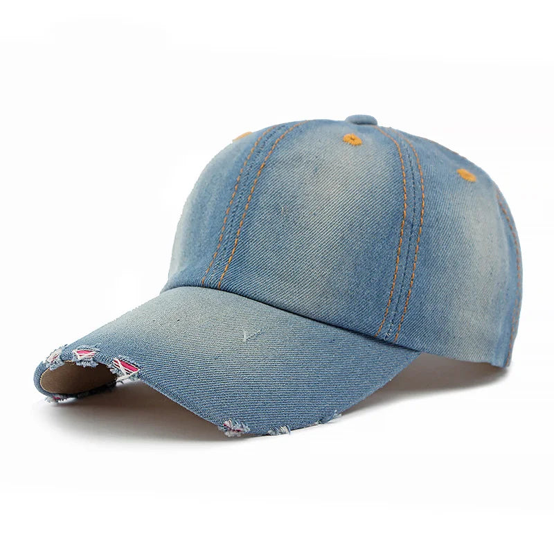 Akkad Kuti 2025 New Launch Distressed Washed Denim Cap Unisex Retro UV Protection Outdoor Sun Hat