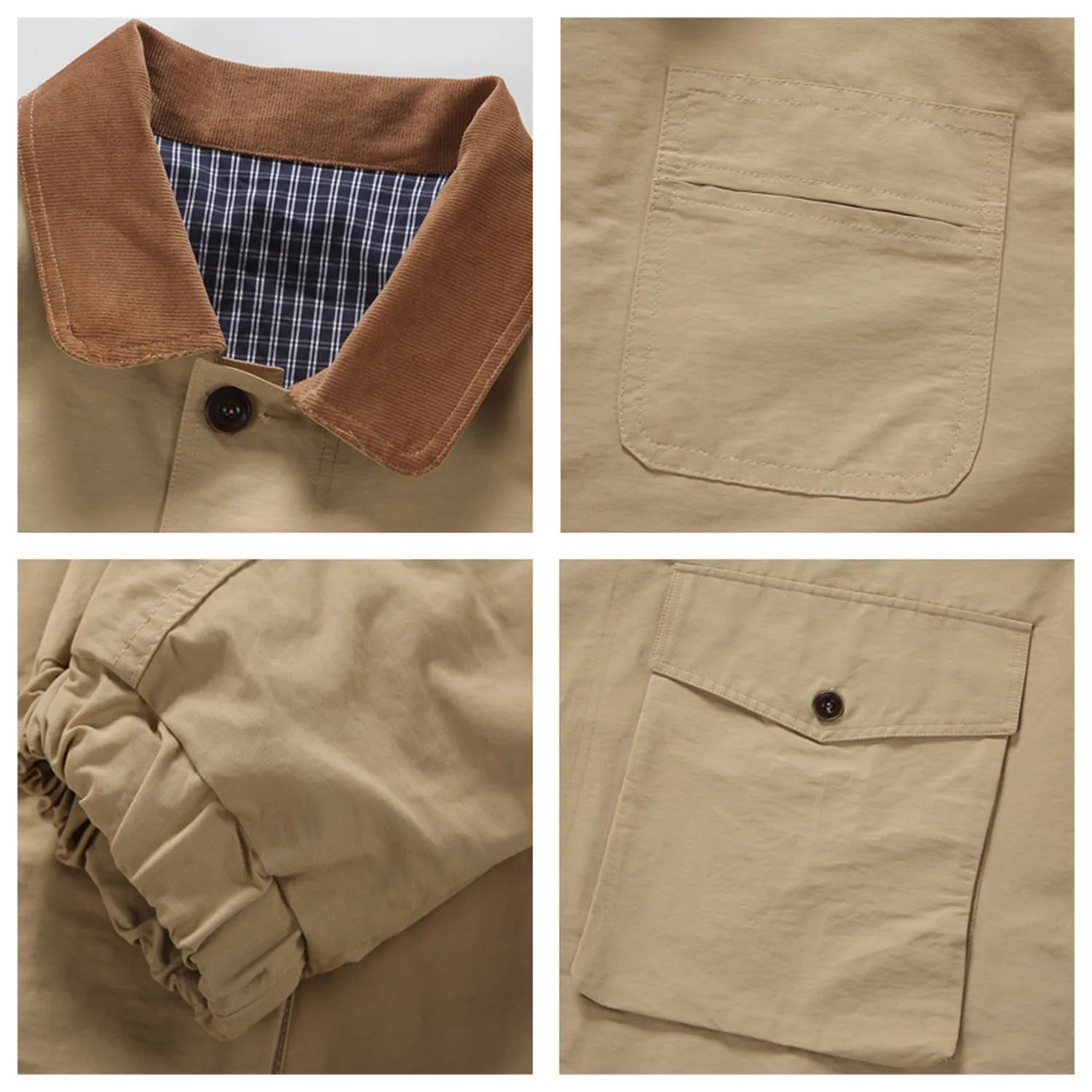 Akkad Kuti Loose Fit Retro Japanese Style Men's Jacket Mid-Length Oversized Contrast Color Collar Casual Workwear Windbreaker