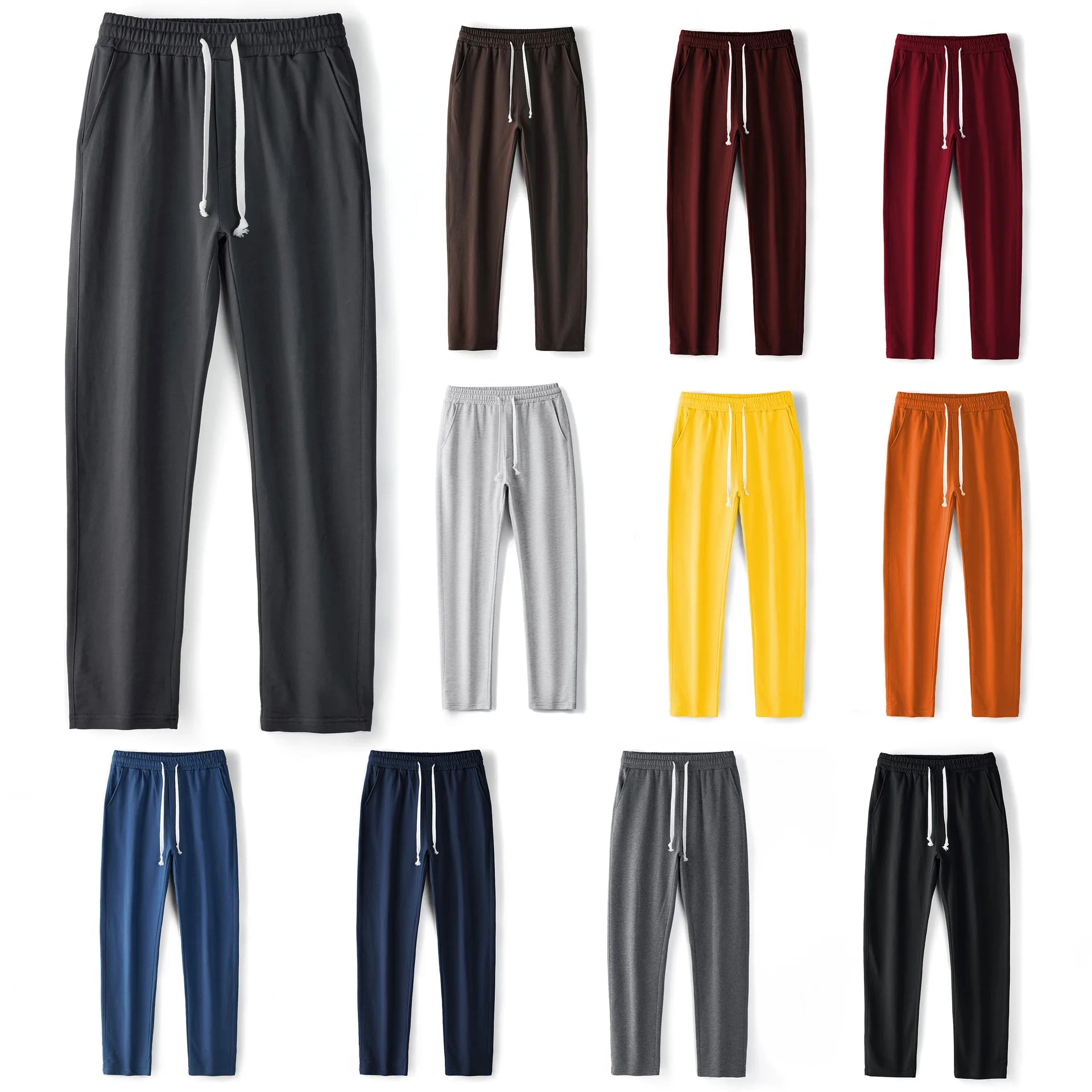 Men's Pants Autumn Winter Sport Fitness Jogger Pants 100 Cotton Black Loose Straight Long Sweatpants Outdoor Casual Trousers