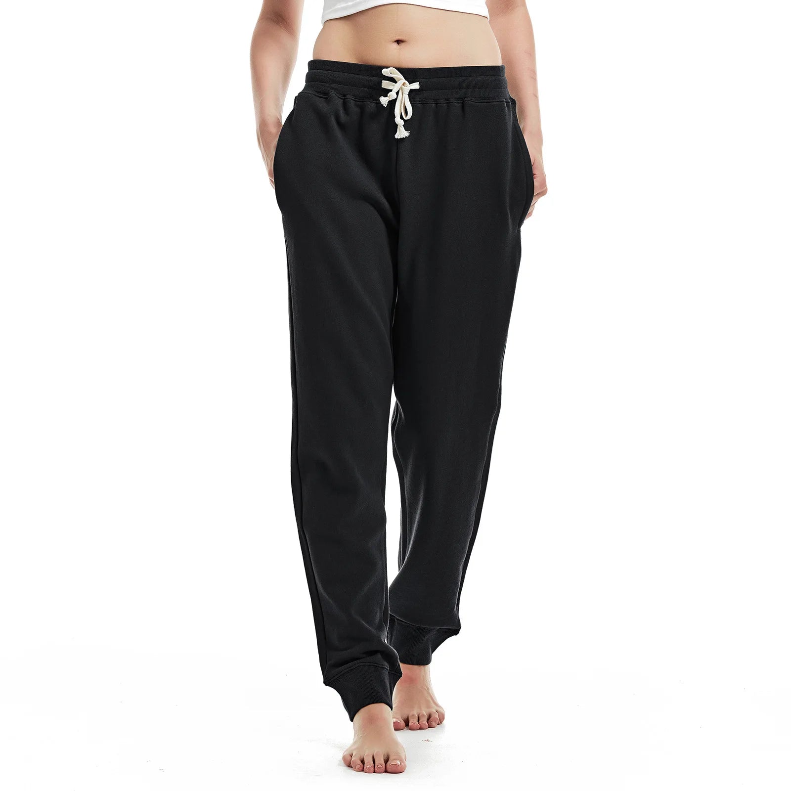 Autumn New Women's Cotton Casual Pants, Breathable Loose Sports Pants, Solid Color Basic Style, Women's Sports Pants