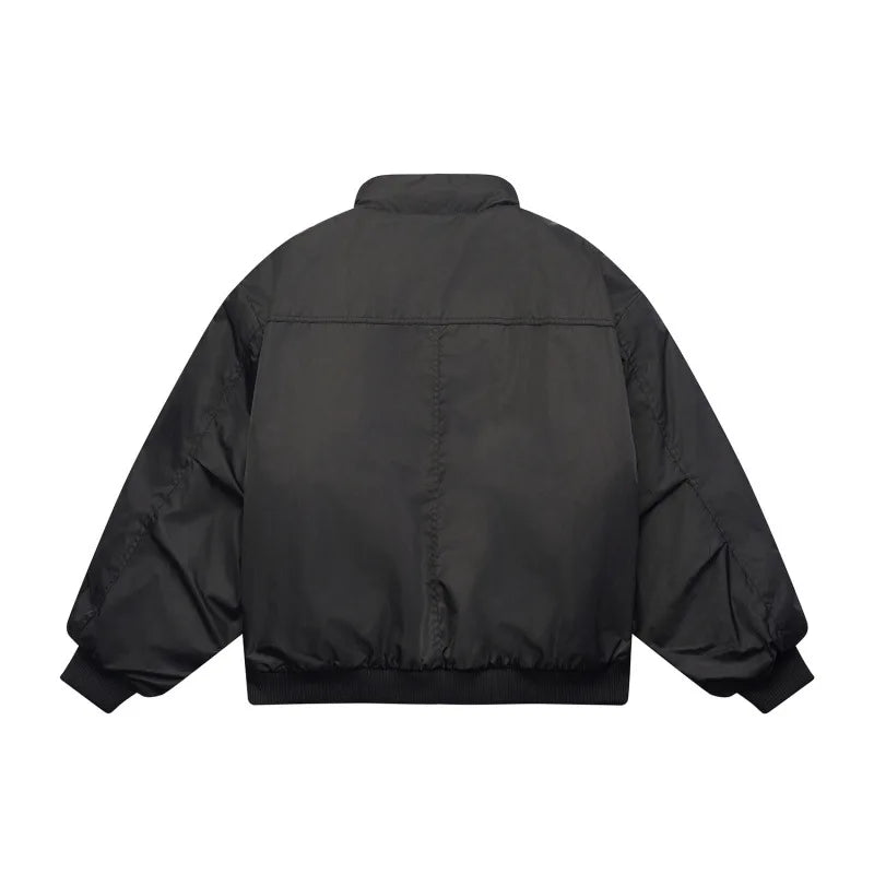 Akkad Kuti 2026 New Japanese Sle Retro Plaid Stand Collar Men Jacket Winter Warm Thiened Cotton Workwear Loose Fit Youth Casual